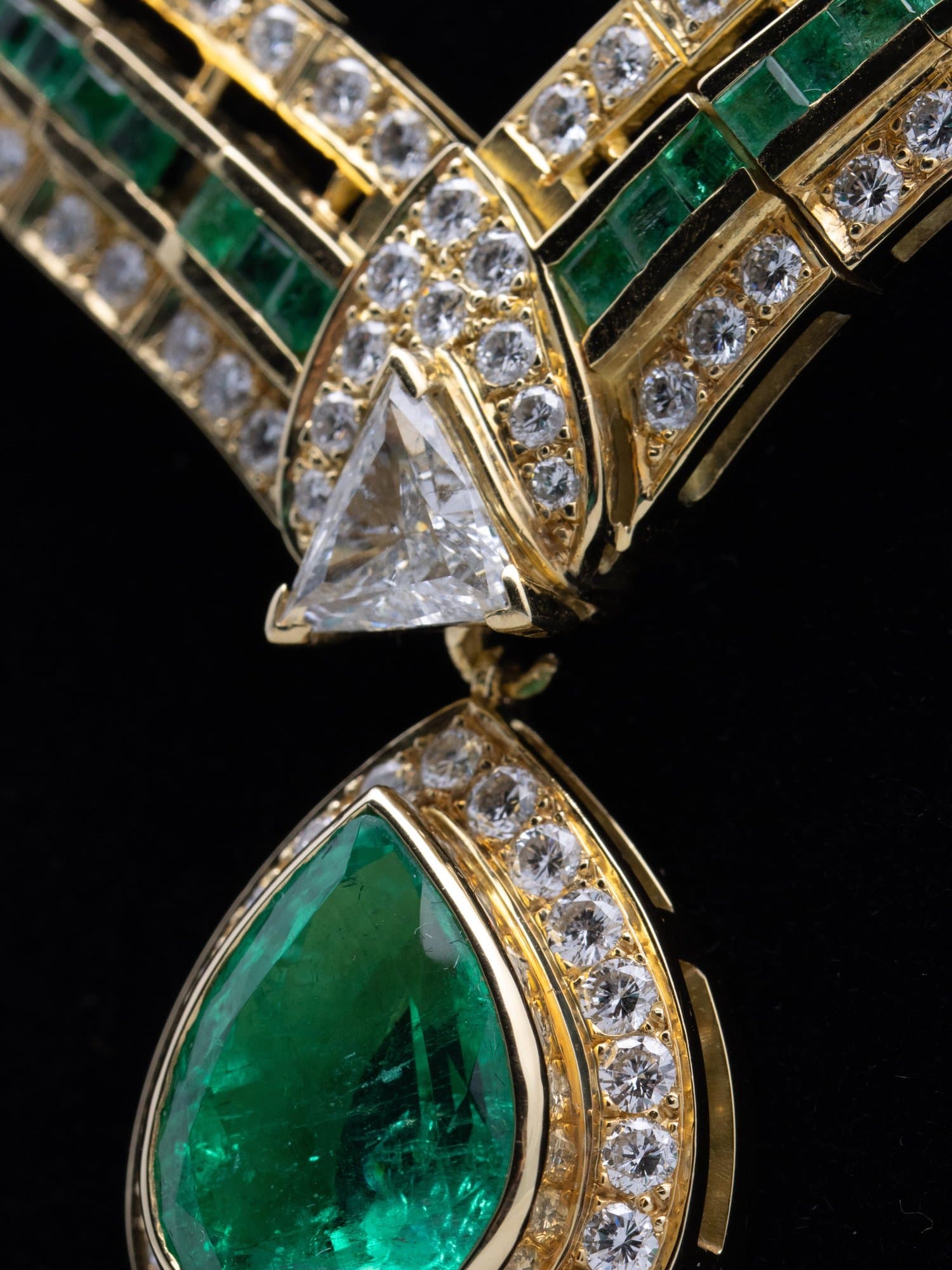 Pear Emerald & Diamond Necklace